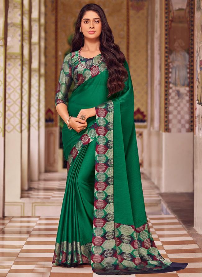 Chiffon Green Traditional Wear Printed Saree